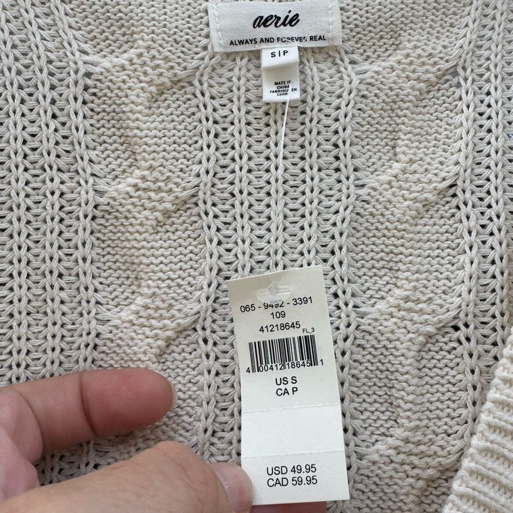 NWT Aerie Cable Wrap Cardigan Top in Natural Size Small - Picture 6 of 6